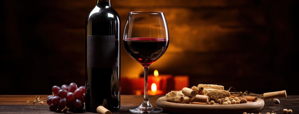 Um belo vinho em cima de uma mesa elegante